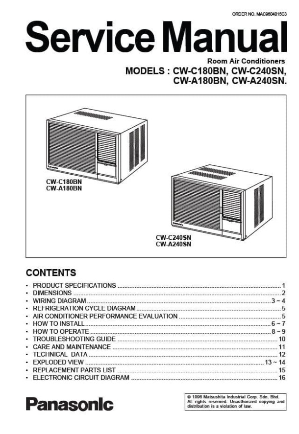 CW-C180BN, CW-C240SN, CW-A180BN, CW-A240SN